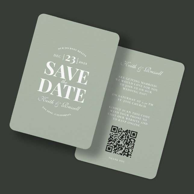 Save the Date QR Code Wedding Website Sage Green Einladung (Von Creator hochgeladen)