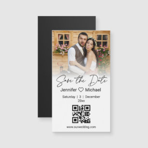 Save the Date qr Foto-Codepar Minimaler Magnet