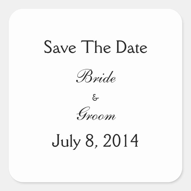 Save The Date Quadratischer Aufkleber (Vorderseite)