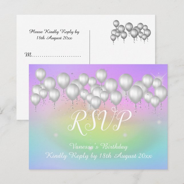 Save the Date RAINBOW Ballons Alle Mitleid UAWG Ankündigungspostkarte (Vorne/Hinten)