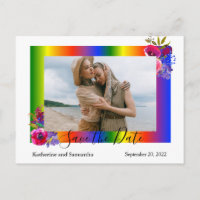 Save the Date Rainbow Gay floral