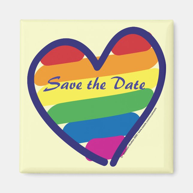 Save the Date/Rainbow-Hochzeit/Gay Pride Magnet (Vorne)