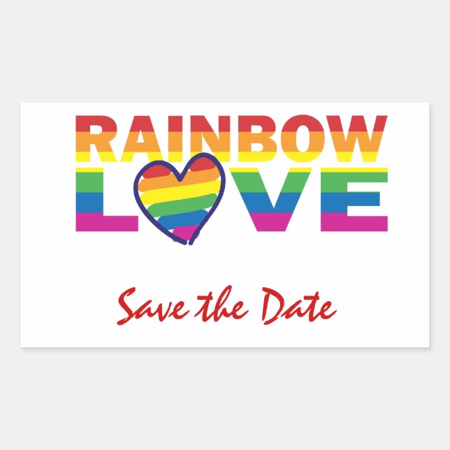 Save the Date/Rainbow-Hochzeit/Gay Pride Rechteckiger Aufkleber (Vorderseite)