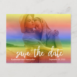 Save the Date Rainbow Overlay Moderner Gay Ankündigungspostkarte