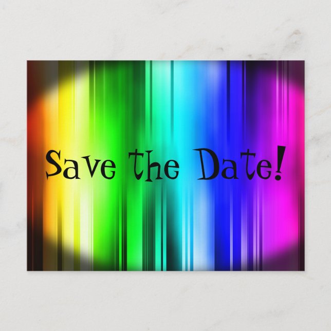 Save the Date Rainbow Postkarte (Vorderseite)