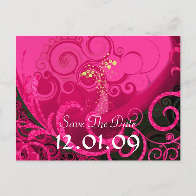 Save the Date Rasberry Cala Lily Postcard Ankündigungspostkarte (Vorderseite)