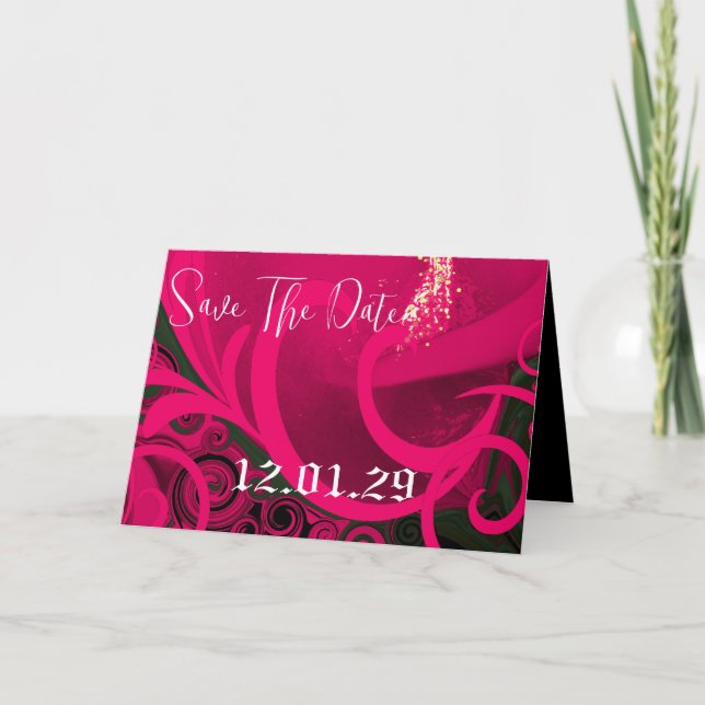 Save the Date Rasberry Cala Lily Postcard Einladung (Vorderseite)