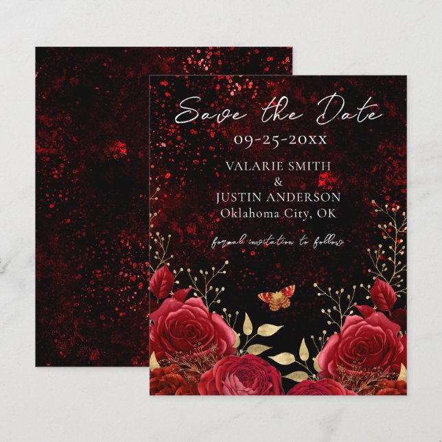 Save the Date Red Black Gothic Wedding (Vorne/Hinten)