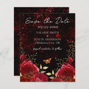 Save the Date Red Black Gothic Wedding
