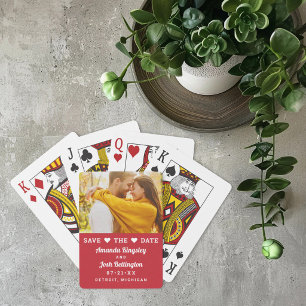 Save the Date Red Custom Wedding Foto Spielkarten