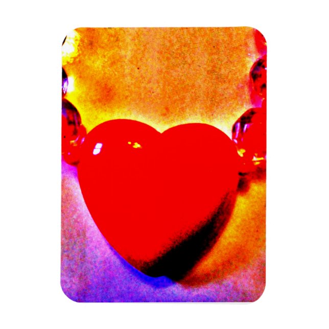 Save the Date Red Heart Necklace Magnet (Vertikal)