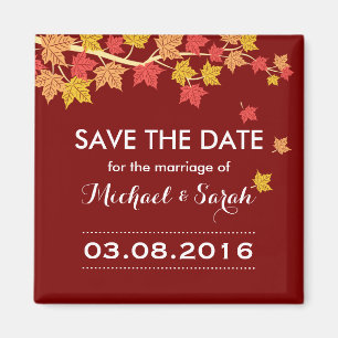 Save the Date Red Maple Blätter Hochzeit im Herbst Magnet