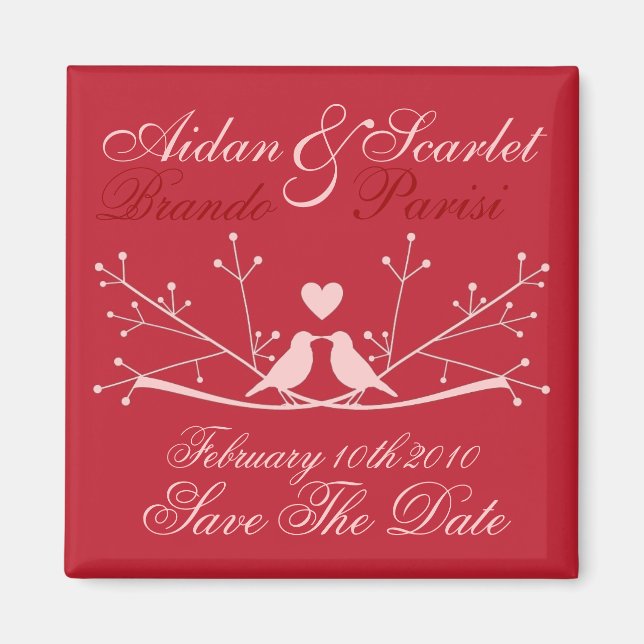 SAVE THE DATE RED WEDDING Magnet Anpassen (Vorne)