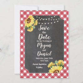 Save the Date Red White Sunflower Blues Hochzeit