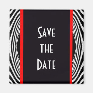 Save the Date Retro Chic Wedding Zebra Zigzag Magnet