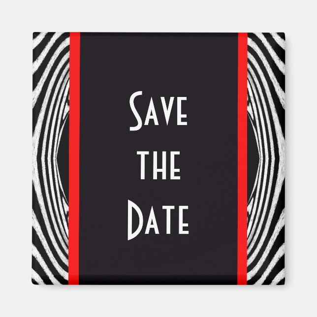 Save the Date Retro Chic Wedding Zebra Zigzag Magnet (Vorne)