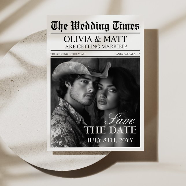 Save the Date Retro Newspapers Wedding (Save The Date Retro Newspapers Wedding)