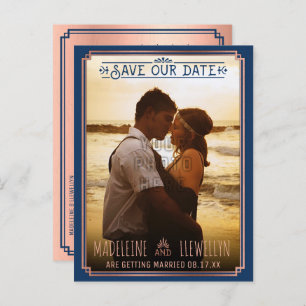 Save the Date Retro Rose Gold Deko Wedding Foto Ankündigungspostkarte