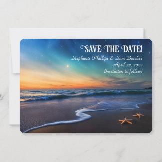 Save the Date Romantic Beach Fantasy Starfish Einladung