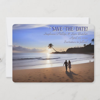 Save the Date Romantic Couple on Beach Einladung