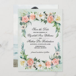 Save The Date. Romantische Rose Hochzeitsfotokarte Einladung