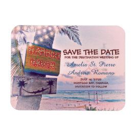 Save the Date Romantische String Light Beach Weddi Magnet