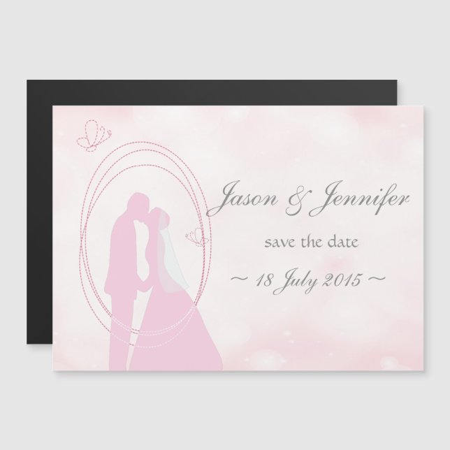 Save the Date Romantisches Dreamy Pink Wedding Cou Magneteinladung (Vorne/Hinten)