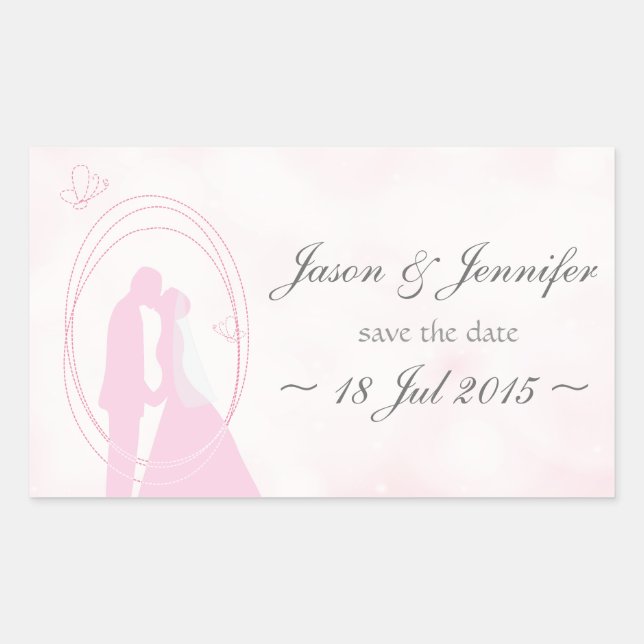 "Save the Date" Romantisches Dreamy Wedding Couple Rechteckiger Aufkleber (Vorderseite)