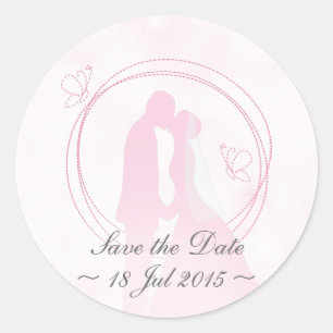 "Save the Date" Romantisches Dreamy Wedding Couple Runder Aufkleber