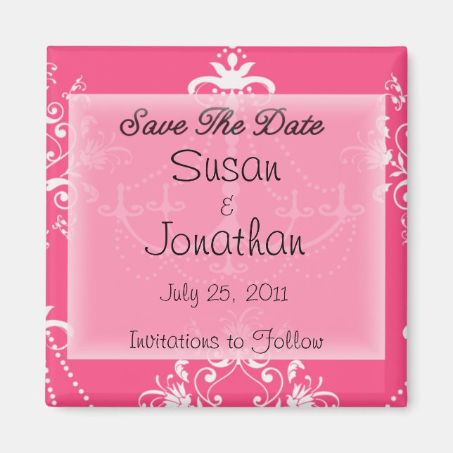 Save the Date rosa Bildrolle Magnet (Vorne)