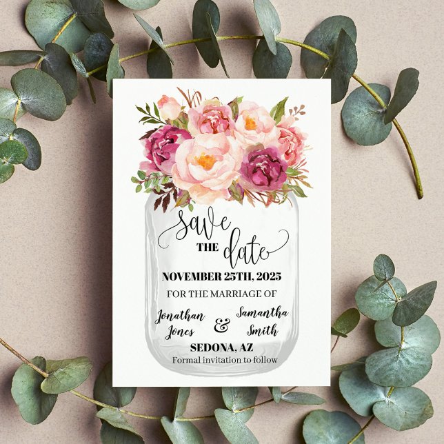 Save the Date Rosa Blumenromantik Hochzeit Einladung (Von Creator hochgeladen)