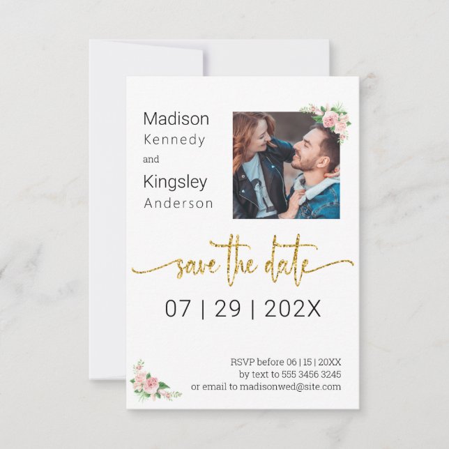 Save the Date Rosa Foto (Vorderseite)