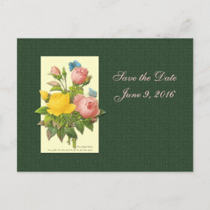 Save the Date Rosa Gelbe Rosen Postkarte