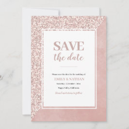 Save the Date Rosa Glitzer Aquarellfarben Einladun Einladung