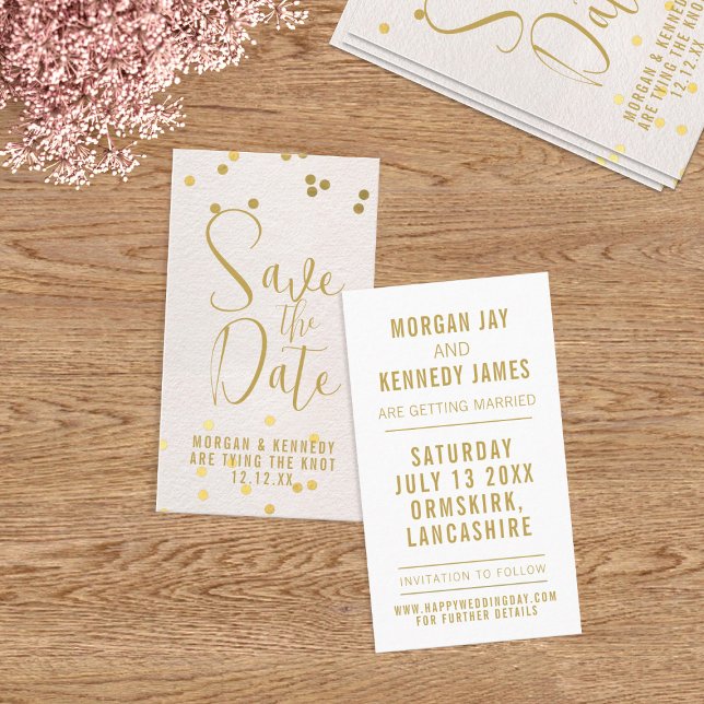 Save the Date Rosa Gold Confetti 100 Karten (A cost effective business card sized pretty blush pink Save the Date with space for your details)