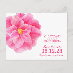 Save the Date rosa Kamelien-Blume Ankündigungspostkarte
