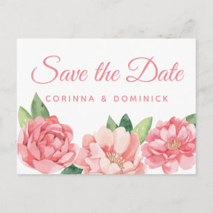 Save The Date Rosa Pfingstrosen Rosen Verlobungsbl Postkarte