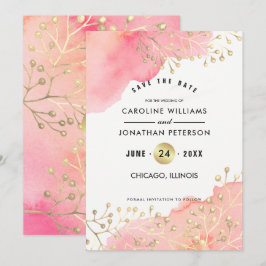 Save The Date. Rosa Pfirsich Botanische Wasserfarb Date