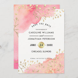 Save The Date. Rosa Pfirsich Botanische Wasserfarb Save The Date