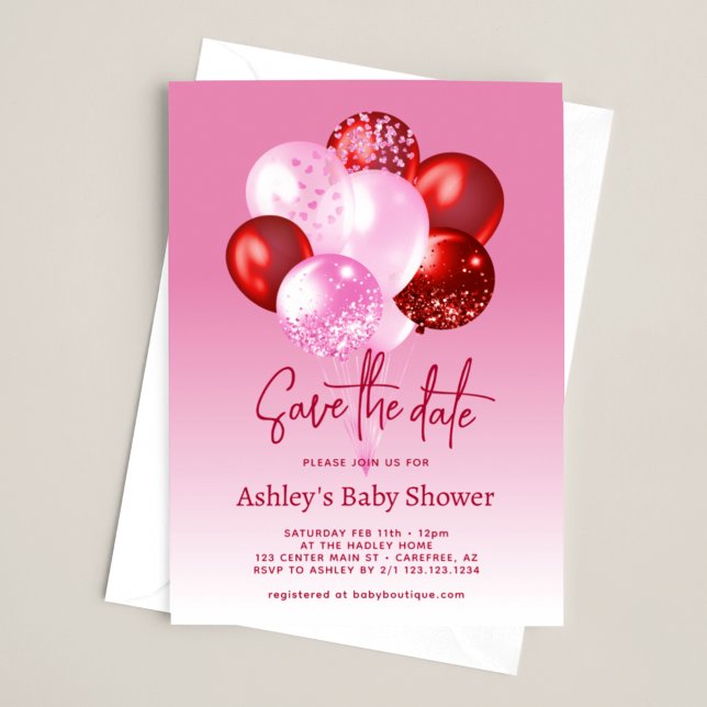 Save the Date Rosa Red Baby Dusche (Von Creator hochgeladen)