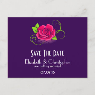 Save the Date rosa Rose Illustration Ankündigungspostkarte