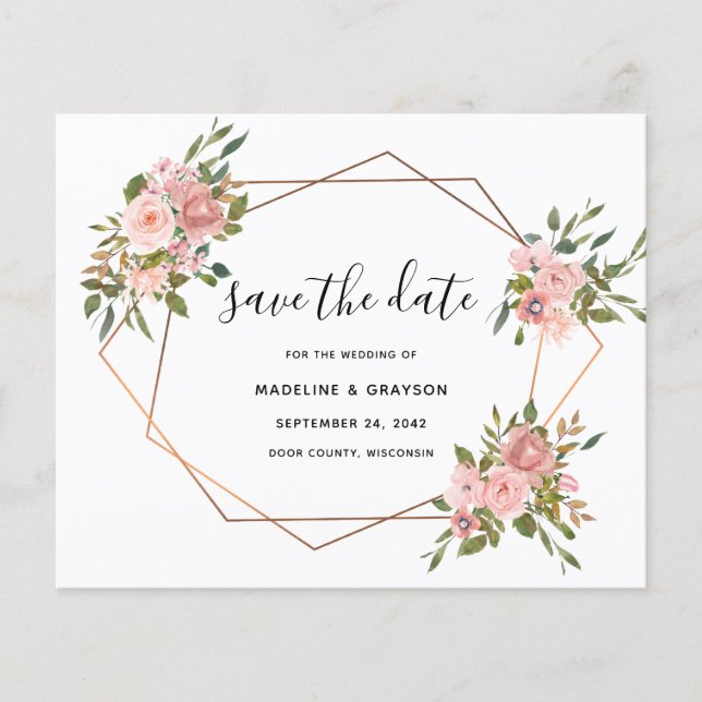 Save the Date rosa Rosengeometrie (Vorderseite)