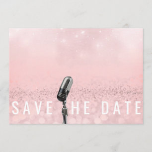 Save the Date Rosa Schwarz Rose Glitzer Mikrofone