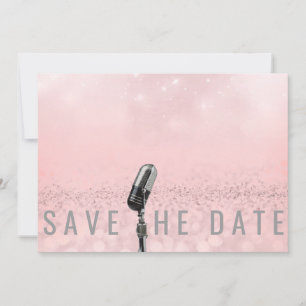 Save the Date Rosa Schwarz Rose Glitzer Mikrofone