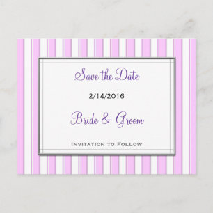 Save the Date rosa Streifen Postkarte