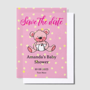 Save the Date rosa Teddybär Babydusche