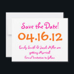 Save the Date Rosa und Orange Einladung<br><div class="desc">Lass deinen Gästen von deinem besonderen Tag Bescheid!</div>