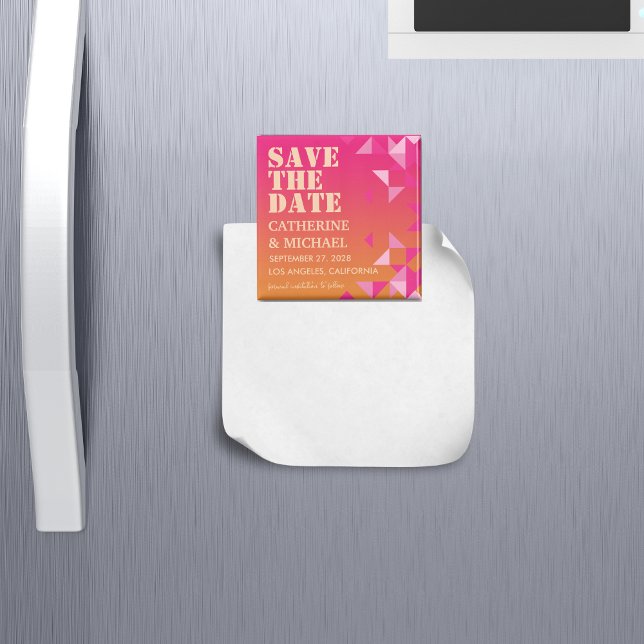 Save the Date rosa und orange geometrisch Magnet (Von Creator hochgeladen)