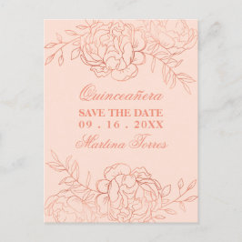 Save the Date Rosa und Rose Ankündigungspostkarte
