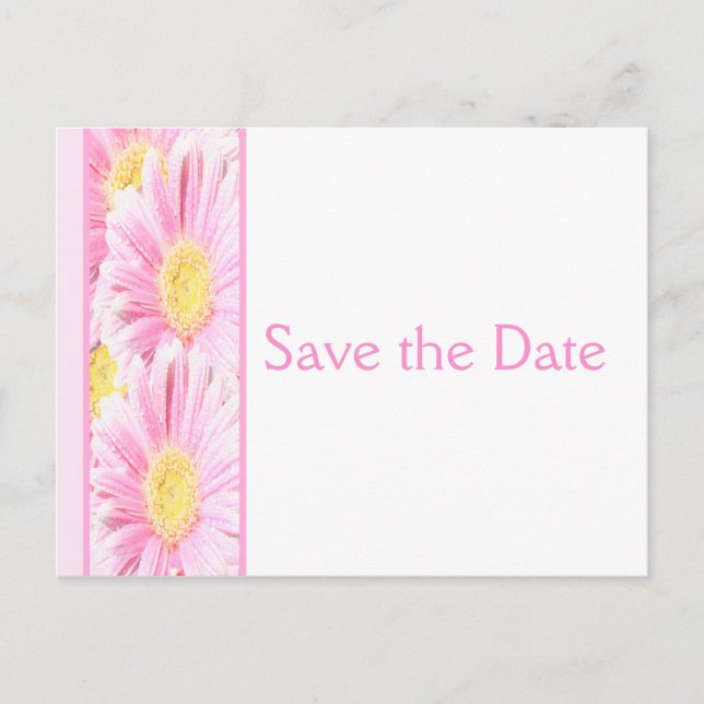 Save the Date Rosa und Weiße Blüten Postkarte (Vorderseite)